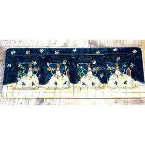 Handcrafted Susan Winget Snowman Divided Serving Tray 4-Section Ceramic Holiday